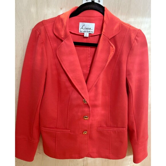 Linea by Louis Dell'Olio Women Blazer Jacket Size Small Orange Red Office Gold - Picture 1 of 9